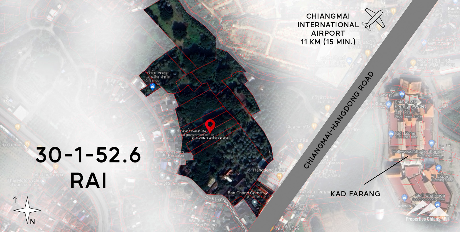 ศูนย์จัดงานล้านนาพร้อมขายที่ดิน 30 ไร่บนทางหลวงในหางดง