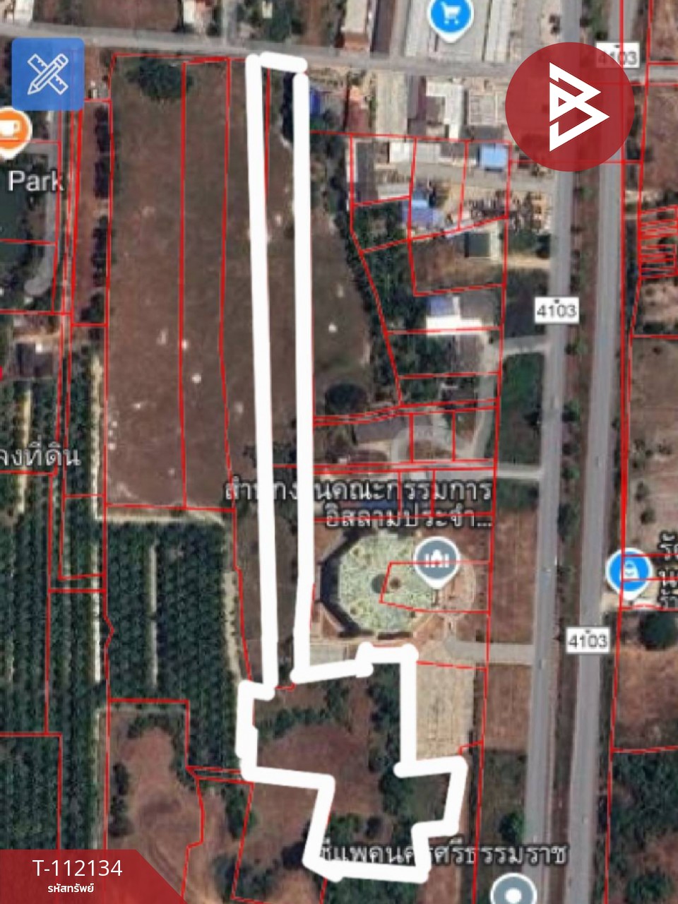 ขายที่ดิน เนื้อที่ 17 ไร่ 1 งาน 93.9 ตร.วา นาทราย นครศรีธรรมราช