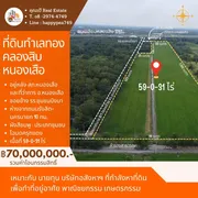 ที่ดินคลองสิบ หนองเสือ เนื้อที่ 59 ไร่ ผังสีชมพู ทำเลทอง อยู่ติดหลัง ที่ว่าการ อ.หนองเสือ , สภ.หนองเสือ 