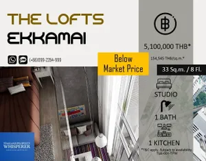 ขายด่วน!!! The Lofts Ekkamai ใกล้BTSแค่200ม. ห้องStudio 33 ตรม พร้อมตกแต่งครบ Urgent Sale!!! The Lofts Ekkamai, only 200 m from BTS. 33 sqm, fully furnished.  