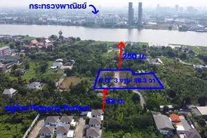 ขายที่ดิน ใกล้แม่น้ําเจ้าพระยา ซ.ไทรม้า 5 นนทบุรี ที่ถมแล้วเกือบ 4 ไร่  ใกล้รถไฟฟ้า ใกล้โครงการสะพานสนามบินน้ำตัดเชื่อมไปออกถนนราชพฤกษ์ในอนาคต