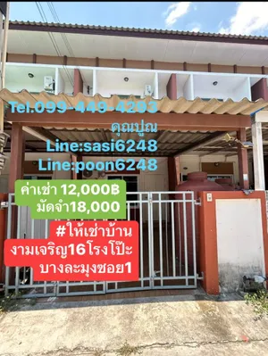 #ให้เช่าบ้านทาวน์โฮมงามเจริญ16โรงโป๊ะ(Rich1285) บางละมุง ซอย1 จ.ชลบุรี 