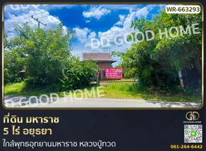 ที่ดิน มหาราช 5 ไร่ อยุธยา ใกล้พุทธอุทยานมหาราช หลวงปู่ทวด