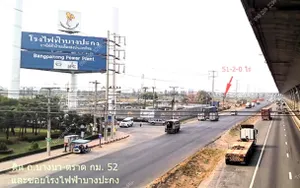 ขายที่ดิน51ไร่ ติดถนนบางนา-ตราด กม.52 ติดทางเข้าโรงไฟฟ้าบางปะกง โซนสีม่วงอ่อน ขาเข้าชลบุรี