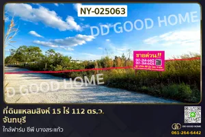 NY-025063 ที่ดินแหลมสิงห์ 15 ไร่ 112 ตร.ว. จันทบุรี ใกล้ฟาร์ม ซีพี บางสระแก้ว