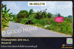 NI-065278 ที่ดินคลองหก 200 ตร.ว. ปทุมธานี ใกล้มหาวิทยาลัยเทคโนโลยีราชมงคลธัญบุรี