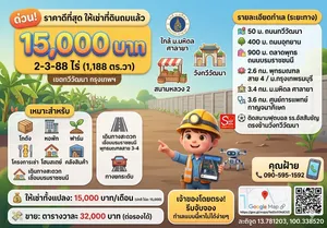 🔥 ด่วน! ราคาดีที่สุด ให้เช่าที่ดินถมแล้วเกือบ 3 ไร่ (1,188 ตร.วา) กรุงเทพฯ ทวีวัฒนา ในราคาเพียง 15,000 บาท