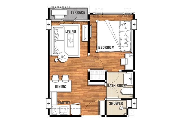 1 Bedroom ในโครงการ ฟิฟ อเวนิว แคมปัส คอนโด, ภาพที่ 4