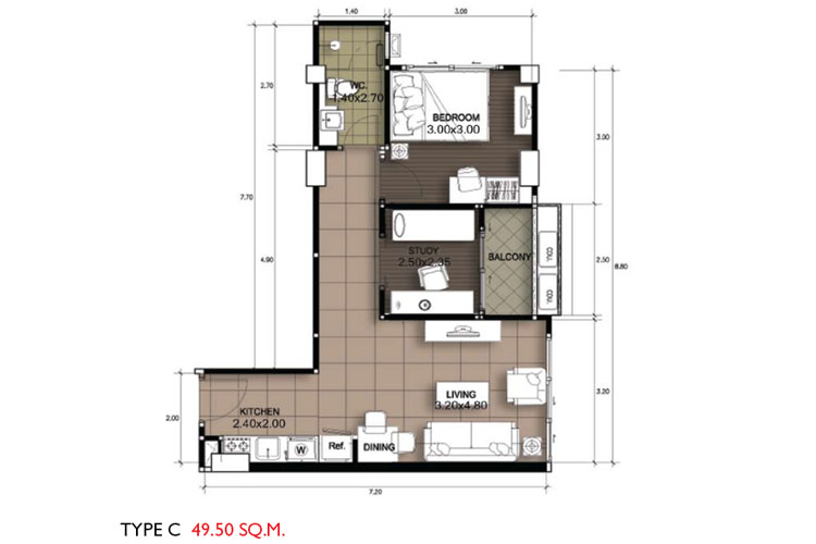 1 Bedroom ในโครงการ ดีไซน์คอนโด รัชดา-สุทธิสาร, ภาพที่ 4