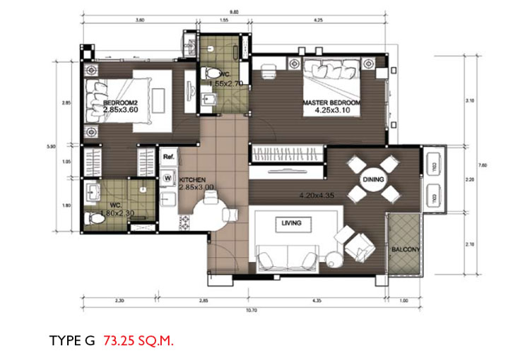 2 Bedroom ในโครงการ ดีไซน์คอนโด รัชดา-สุทธิสาร, ภาพที่ 4