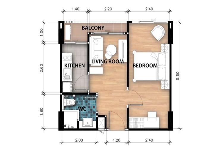 1 Bedroom ในโครงการ พาร์คคอนโด ดรีม นครราชสีมา, ภาพที่ 4