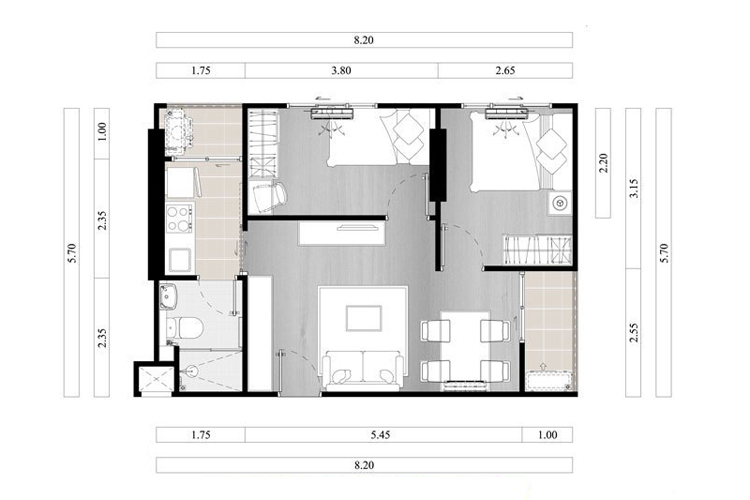 2 Bedroom ในโครงการ เดอะ วันพลัส แกรนด์ รามคำแหง, ภาพที่ 4