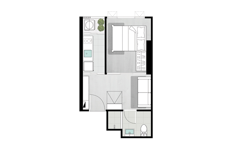1 Bedroom Plus ในโครงการ ไนท์บริดจ์ เกษตร โซไซตี้, ภาพที่ 4