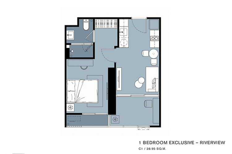 1 Bedroom ในโครงการ แชปเตอร์ เจริญนคร-ริเวอร์ไซด์, ภาพที่ 4