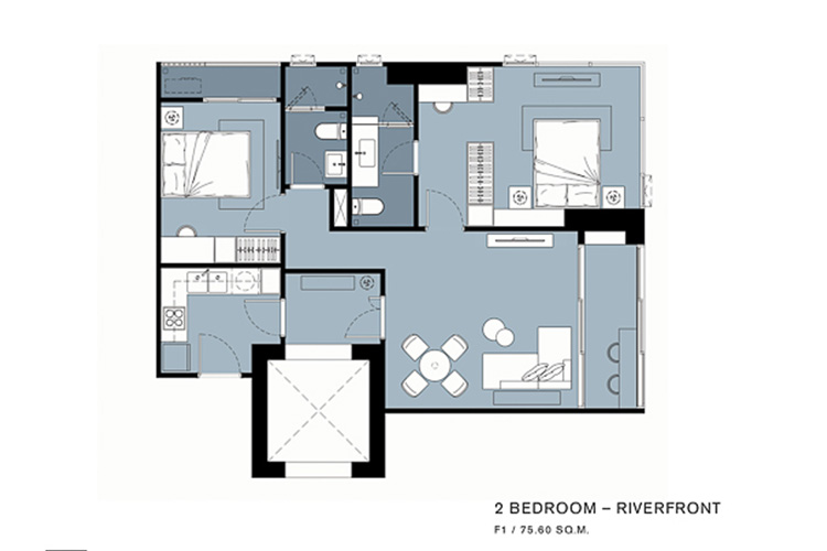 2 Bedroom ในโครงการ แชปเตอร์ เจริญนคร-ริเวอร์ไซด์, ภาพที่ 4