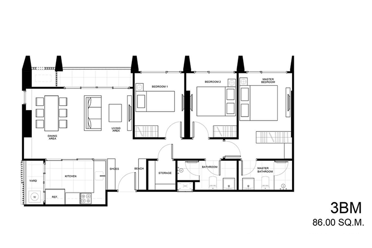 3 Bedroom ในโครงการ เดอะ ไลน์ พหลโยธิน-ประดิพัทธ์, ภาพที่ 4