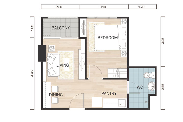 1 Bedroom ในโครงการ ออริจินส์ บางมด-พระราม 2, ภาพที่ 4